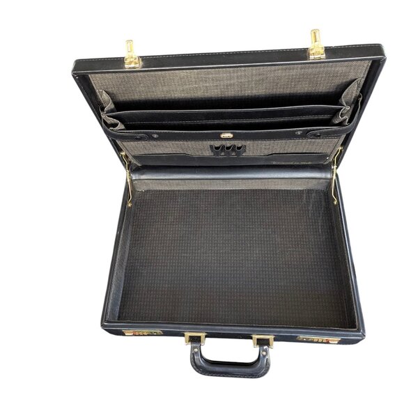Vintage Black Leather Combo Locking Briefcase - Picture 5 of 16